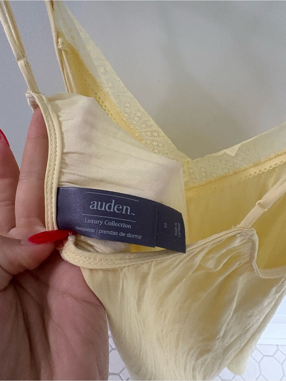 Pale Yellow Lace-Trim Silk Dress - Picture 3 of 3